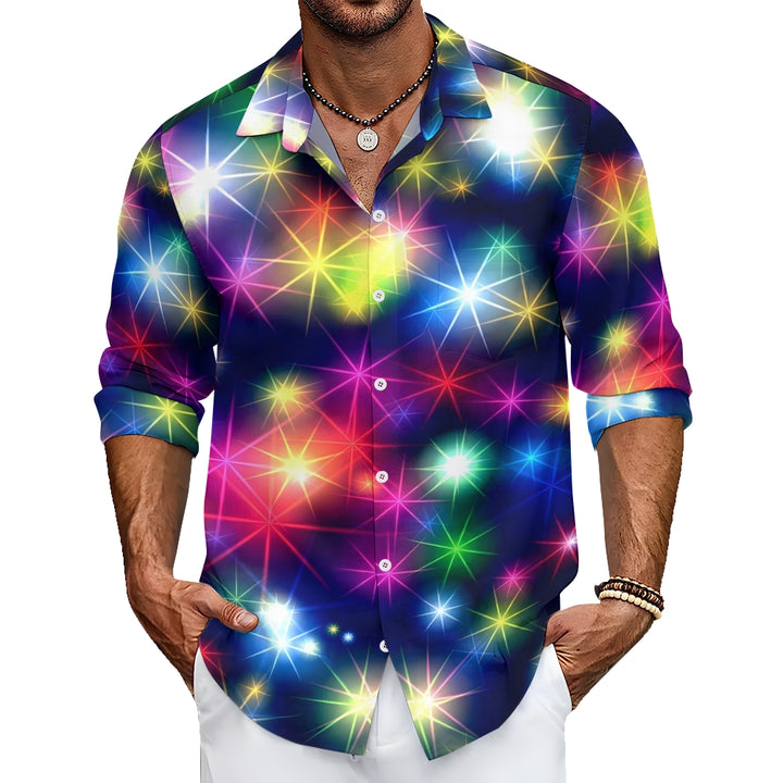 Holiday Party Christmas Flashing Lights 3D Digital Print Long Sleeve Shirt 2408002257