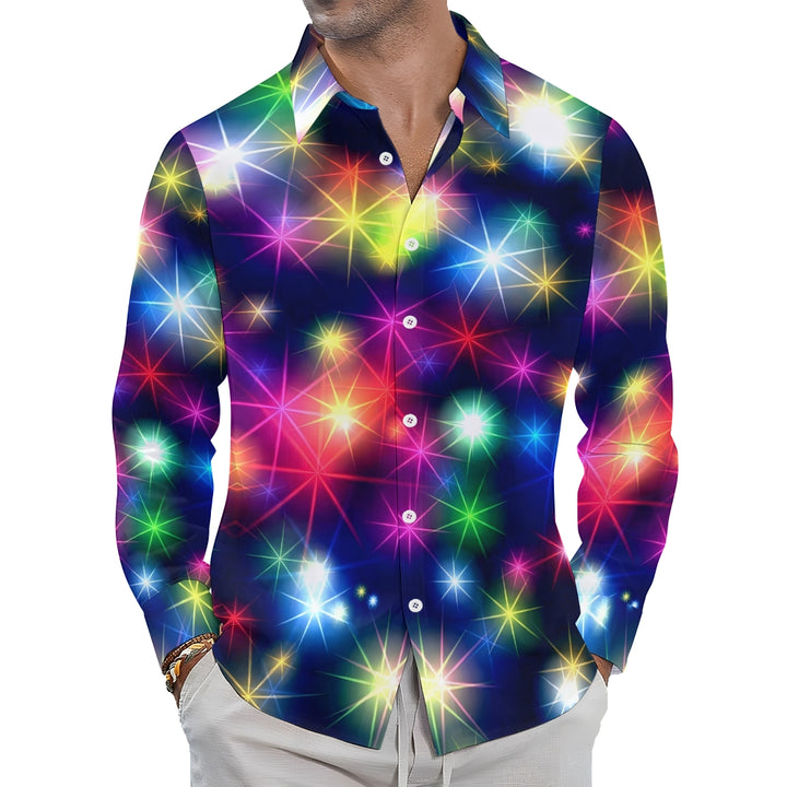 Holiday Party Christmas Flashing Lights 3D Digital Print Long Sleeve Shirt 2408002257