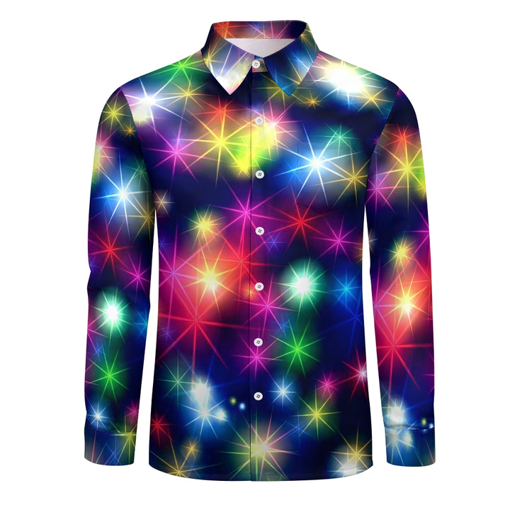 Holiday Party Christmas Flashing Lights 3D Digital Print Long Sleeve Shirt 2408002257