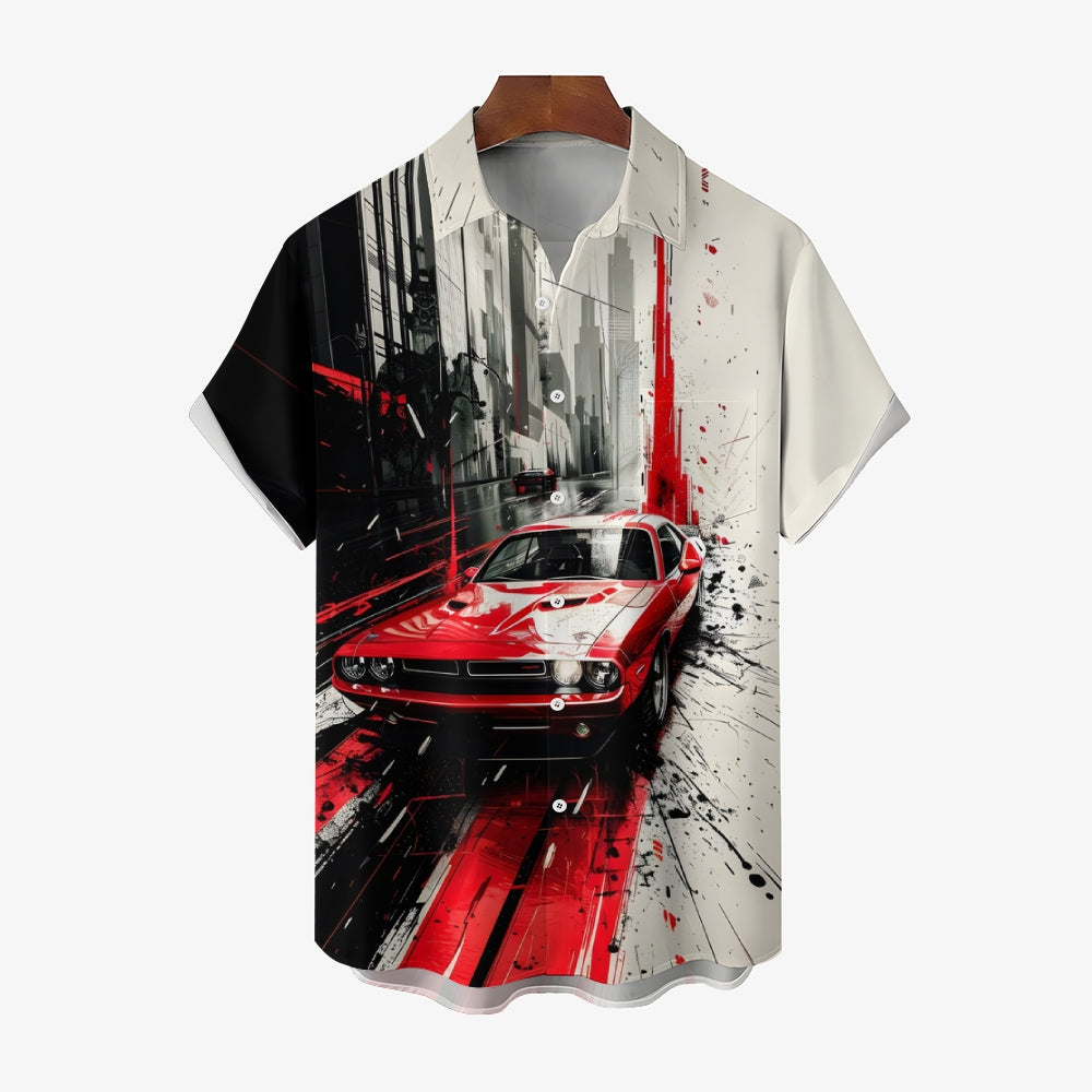 Men's Retro Car Classic Casual Short Sleeve Shirt 2404001065