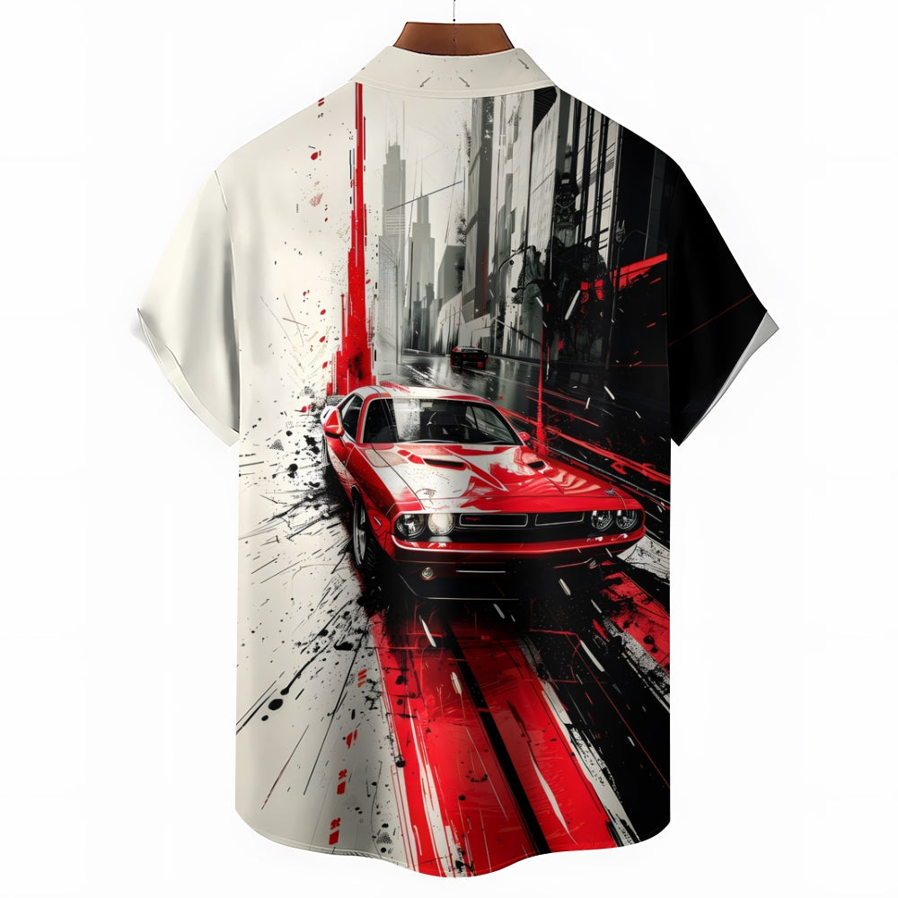 Men's Retro Car Classic Casual Short Sleeve Shirt 2404001065