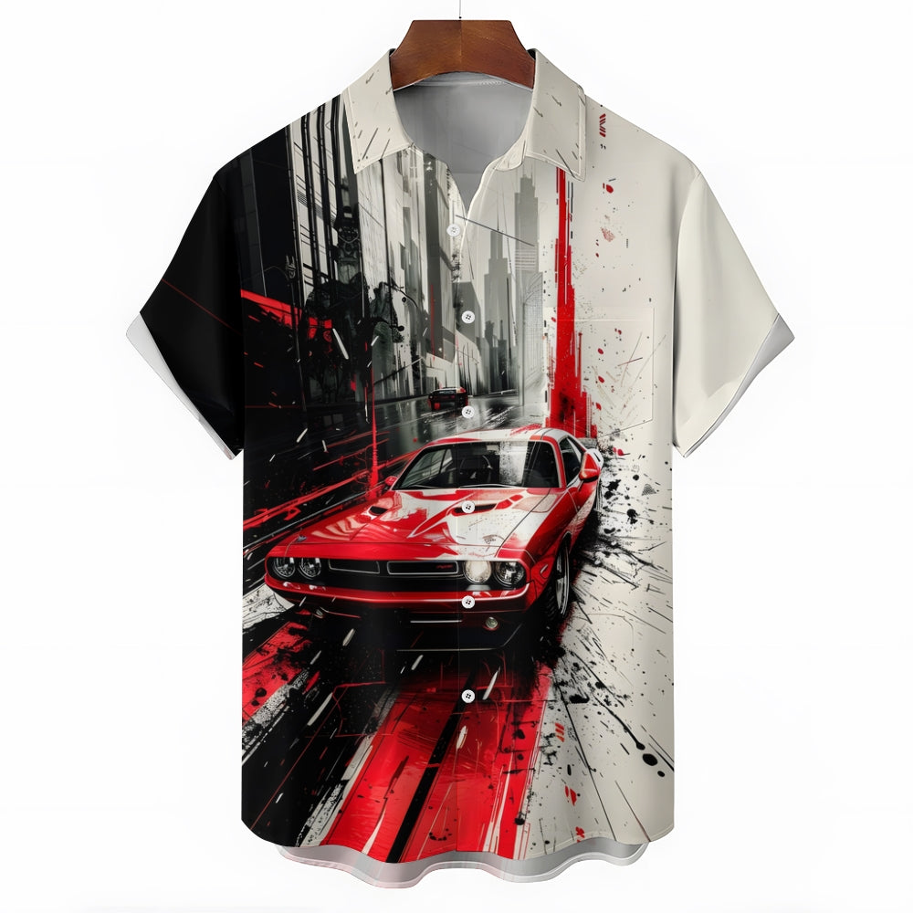 Men's Retro Car Classic Casual Short Sleeve Shirt 2404001065