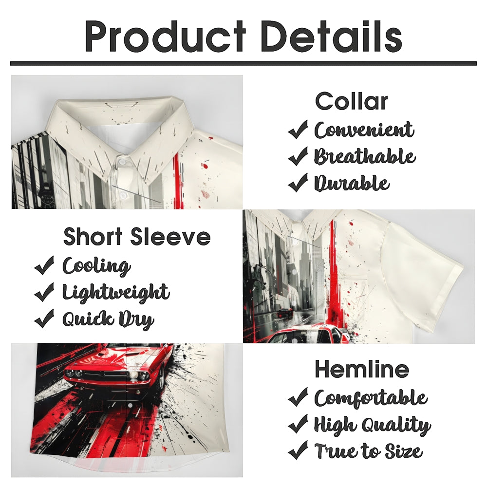 Men's Retro Car Classic Casual Short Sleeve Shirt 2404001065