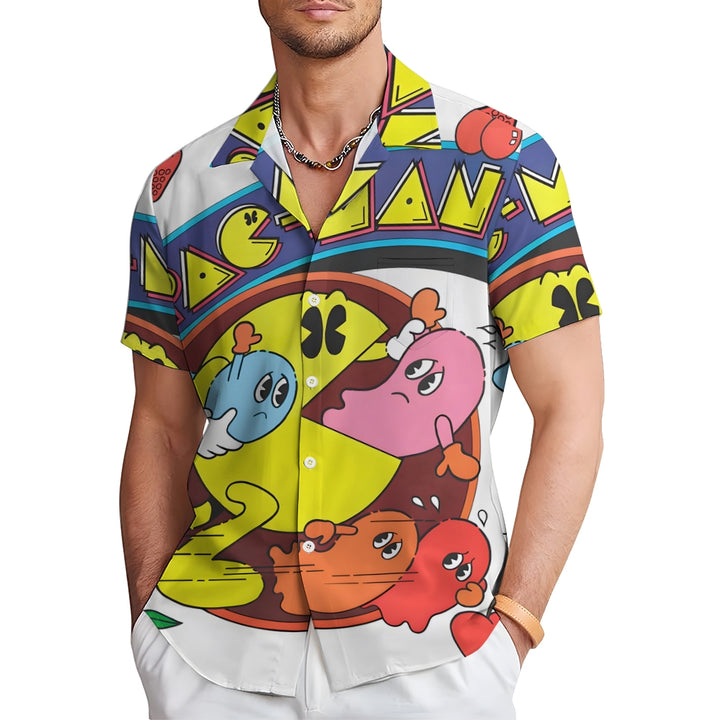 Men's 80s Pop Culture Retro Game Print Hawaiian Short Sleeve Shirt 2408002390