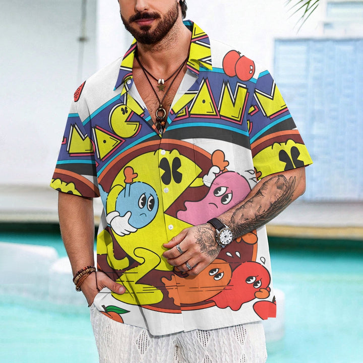 Men's 80s Pop Culture Retro Game Print Hawaiian Short Sleeve Shirt 2408002390