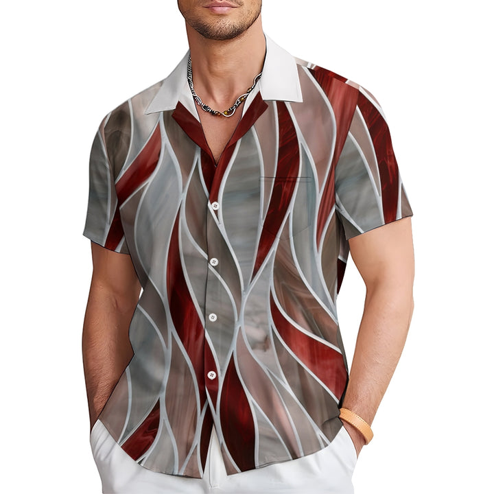 Men's Geometric Textured Hawaiian Resort Printed Shirts 2407000758