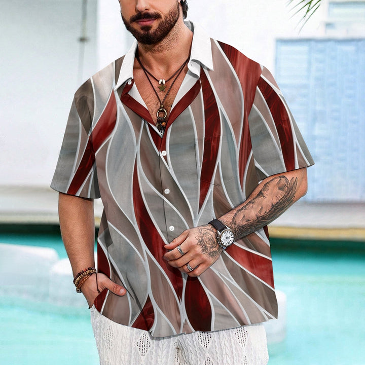 Men's Geometric Textured Hawaiian Resort Printed Shirts 2407000758