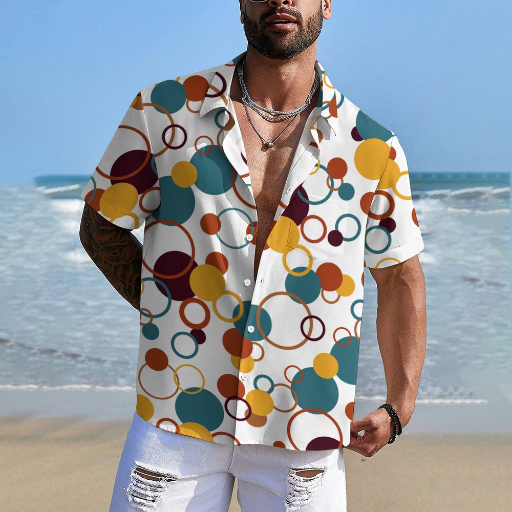 Men's Polka Dot Art Casual Short Sleeve Shirt 2402000135