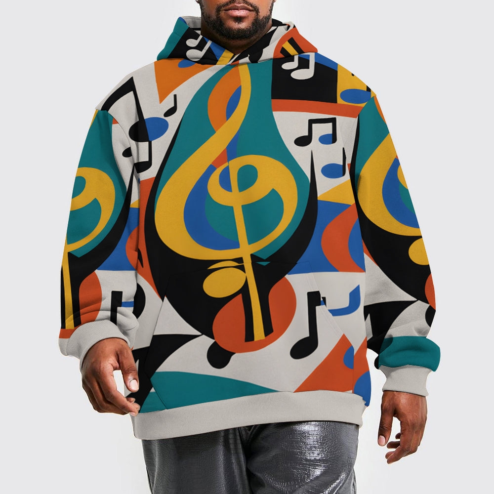 Men's Music Note Print Hoodie 2408003261