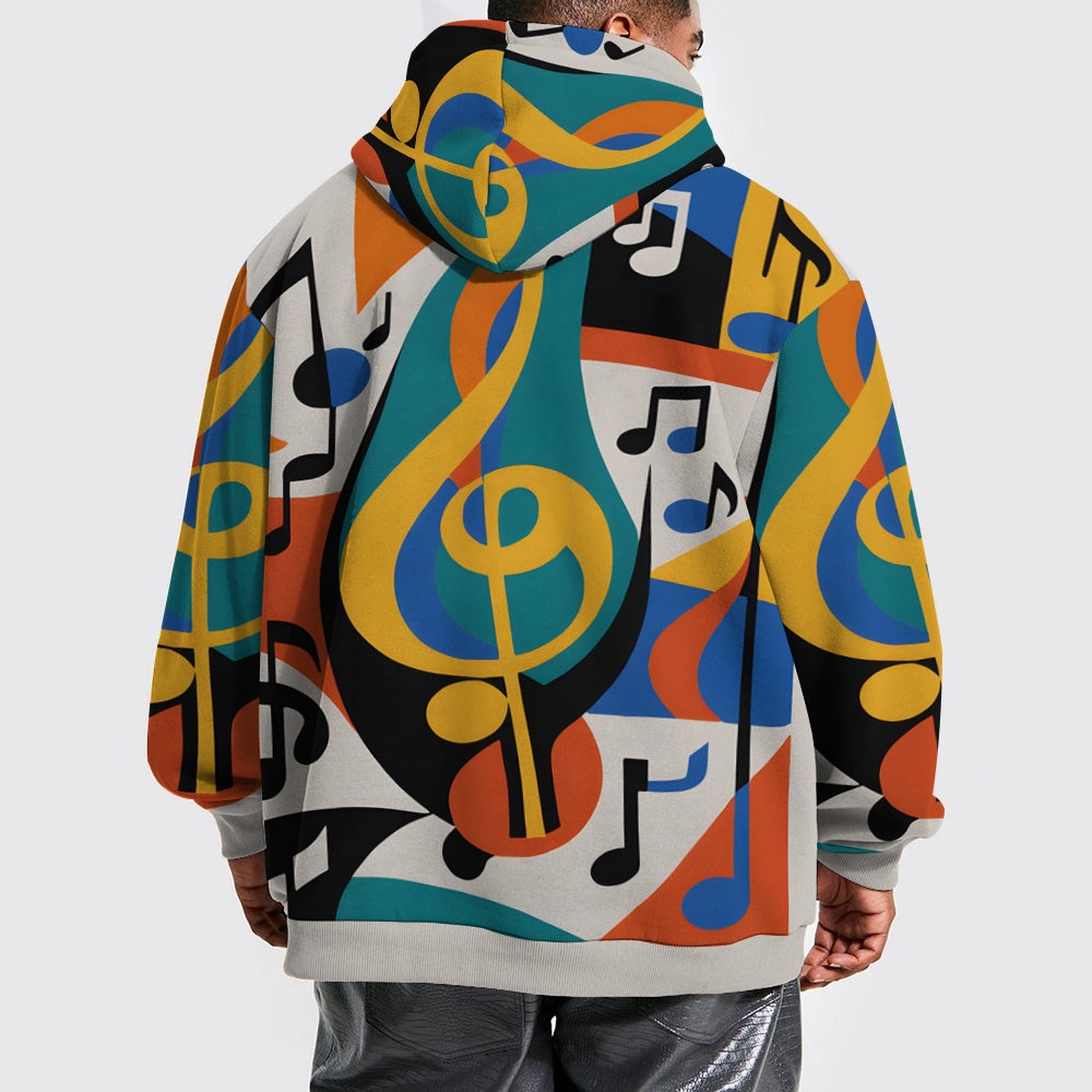 Men's Music Note Print Hoodie 2408003261