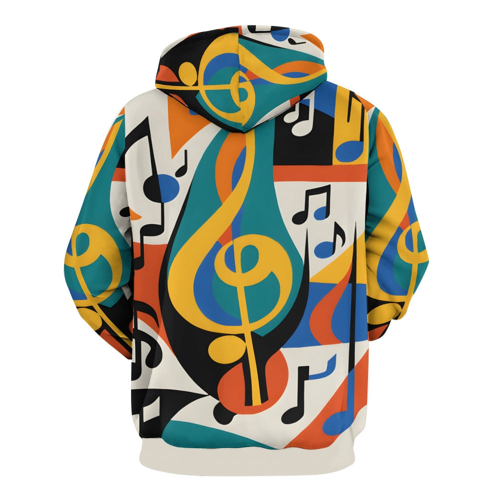 Men's Music Note Print Hoodie 2408003261