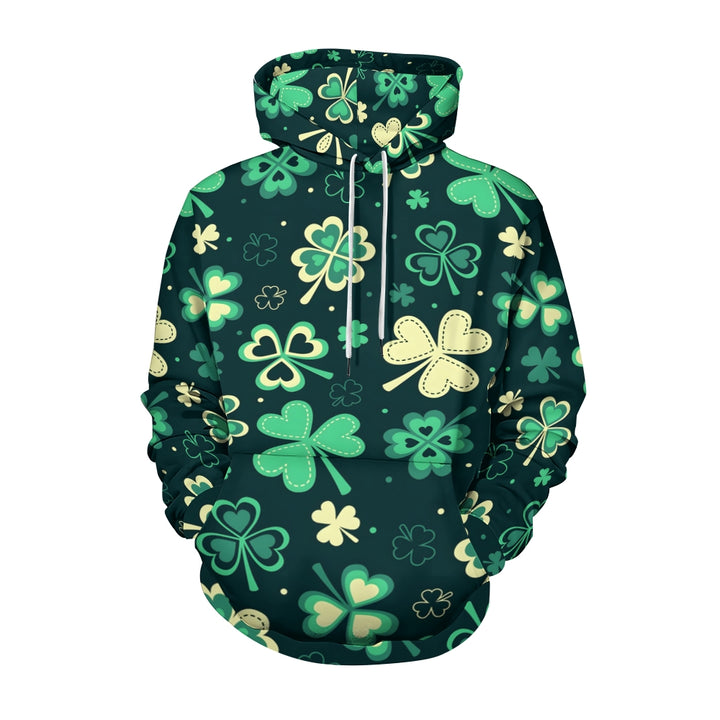 Unisex Hooded Clover Print Sweatshirt 2402000181