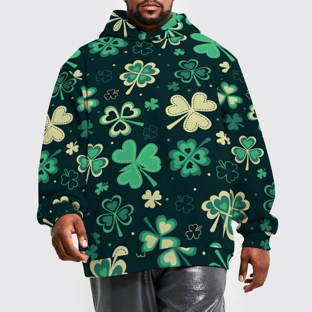 Unisex Hooded Clover Print Sweatshirt 2402000181