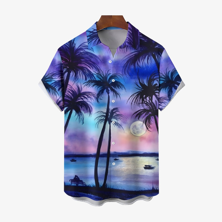 Coconut Tree Hawaiian Casual Large Size Short Sleeve Shirt 2408010045