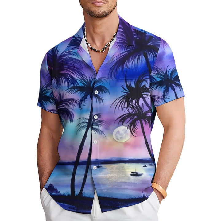 Coconut Tree Hawaiian Casual Large Size Short Sleeve Shirt 2408010045