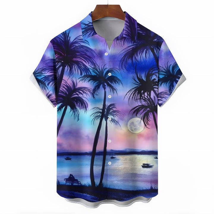 Coconut Tree Hawaiian Casual Large Size Short Sleeve Shirt 2408010045