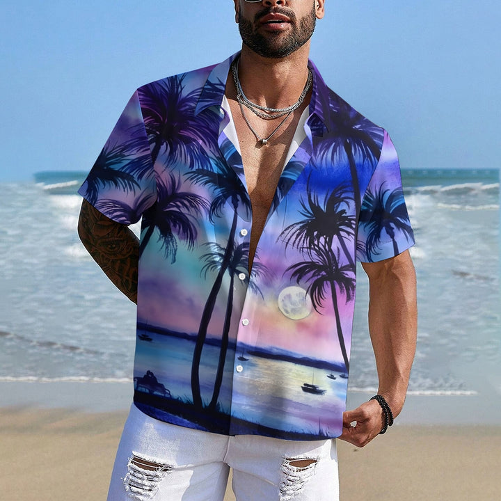 Coconut Tree Hawaiian Casual Large Size Short Sleeve Shirt 2408010045