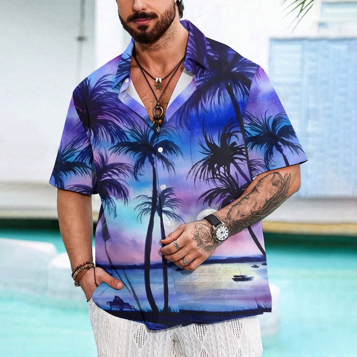 Coconut Tree Hawaiian Casual Large Size Short Sleeve Shirt 2408010045