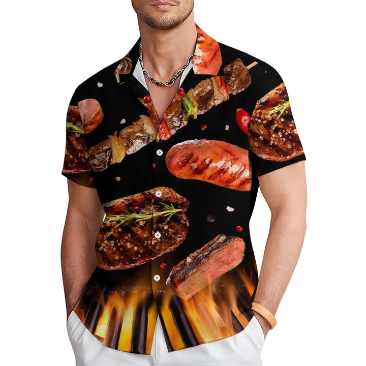 Men's food print short-sleeved shirt 2408003443