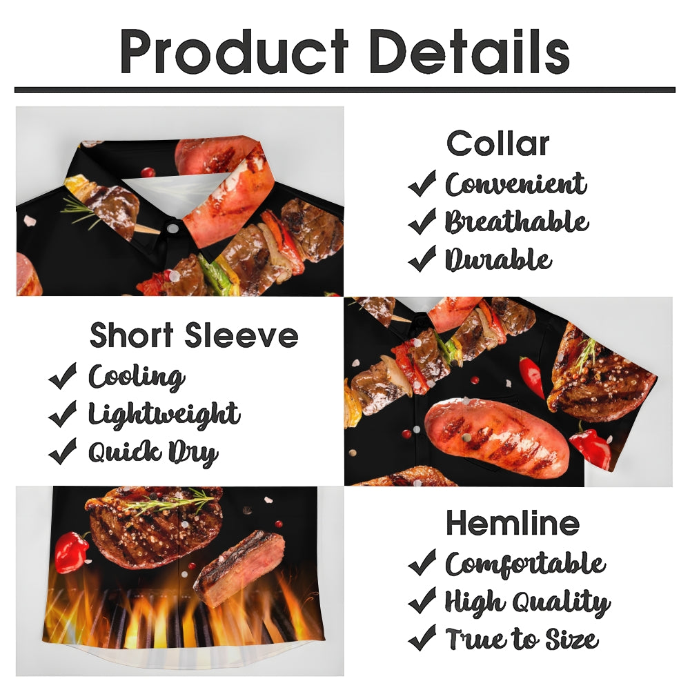 Men's food print short-sleeved shirt 2408003443