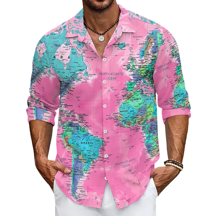 Vintage Map Multicolor Long-Sleeved Shirt 2407002067