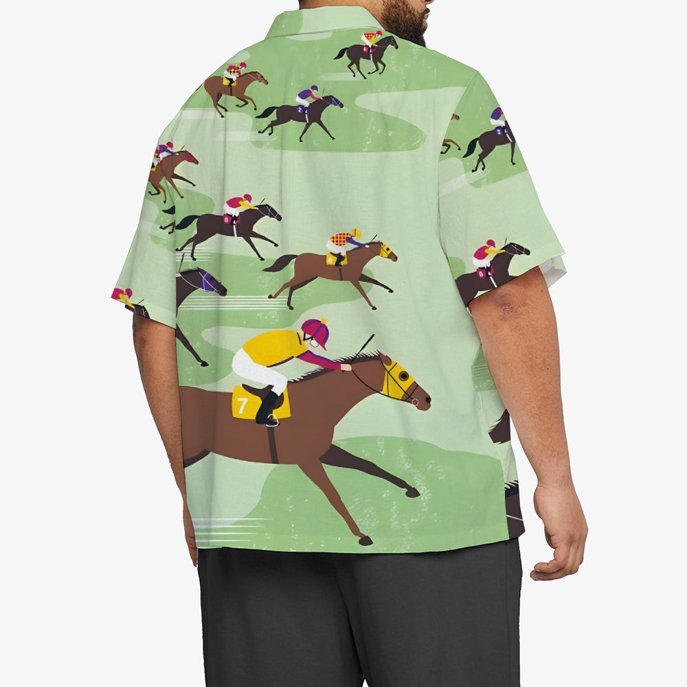 Horse Racing Theme Casual Short Sleeve Shirt 2402000006