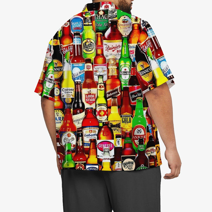 Beer Print Casual Oversized Short Sleeve Shirt 2407003567