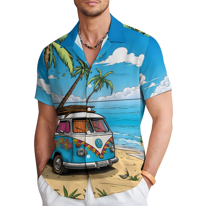 Men's Outdoor Car Travel Hippie Print Casual Shirt 2408004173