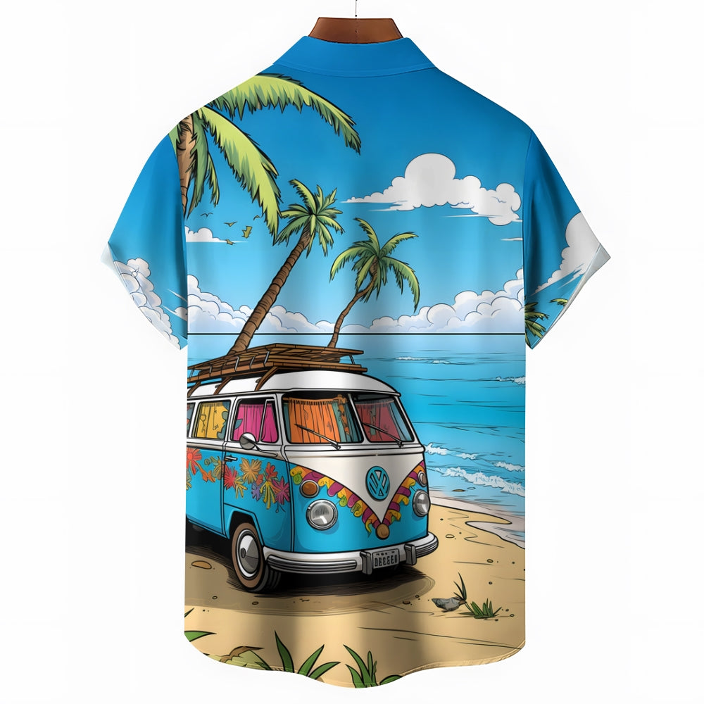 Men's Outdoor Car Travel Hippie Print Casual Shirt 2408004173