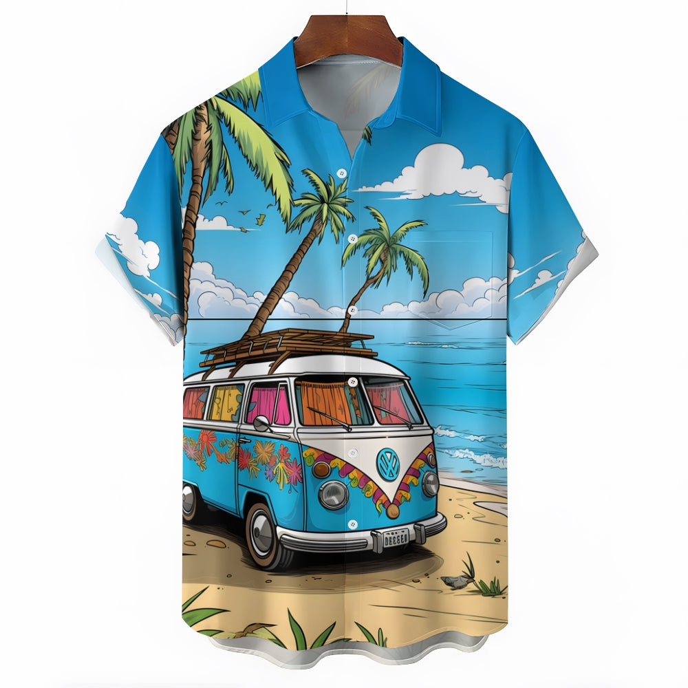 Men's Outdoor Car Travel Hippie Print Casual Shirt 2408004173