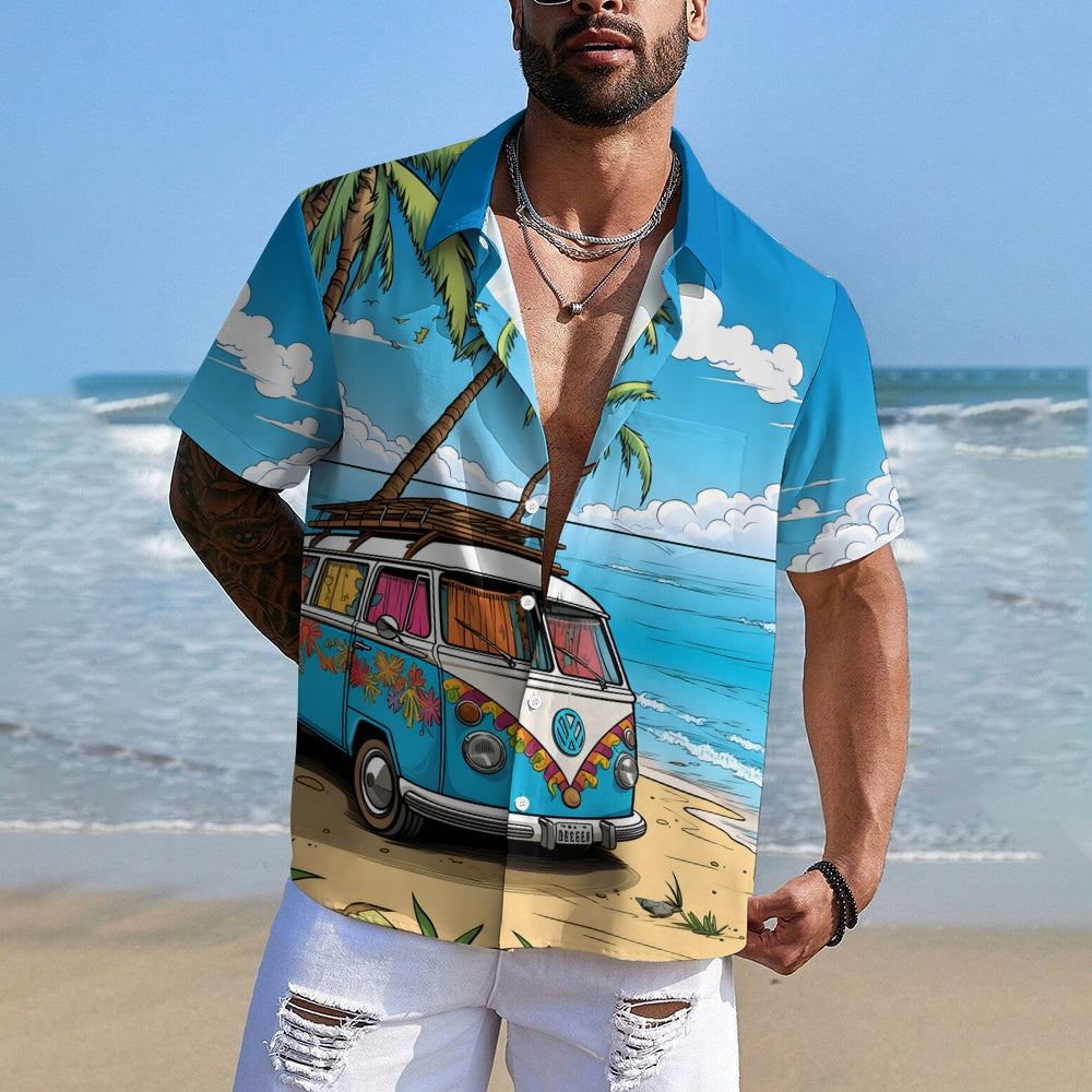 Men's Outdoor Car Travel Hippie Print Casual Shirt 2408004173