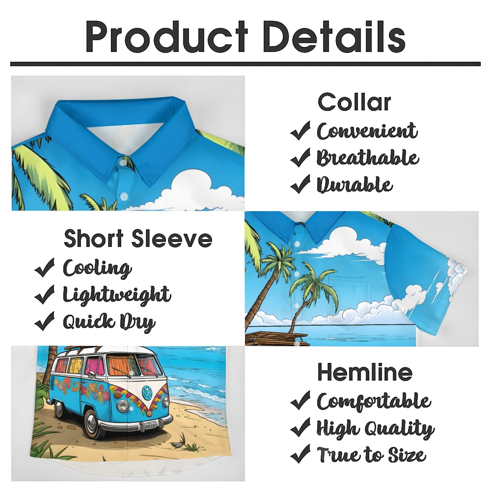 Men's Outdoor Car Travel Hippie Print Casual Shirt 2408004173