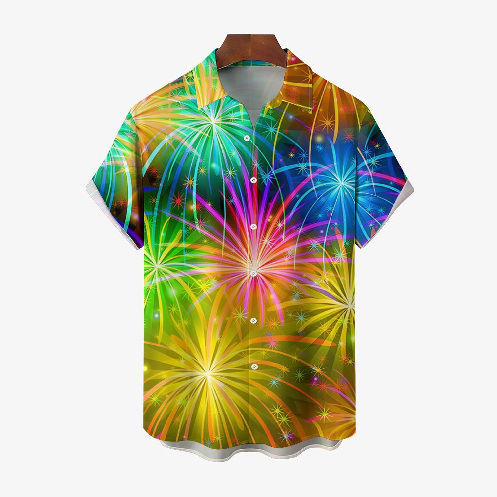 Firework Short Sleeve Men's Shirts With Pocket 2408004182