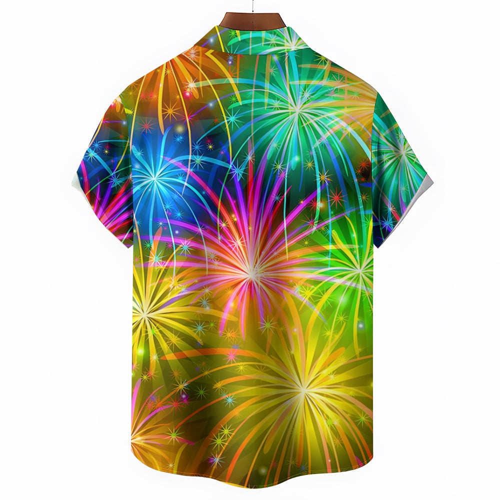 Firework Short Sleeve Men's Shirts With Pocket 2408004182