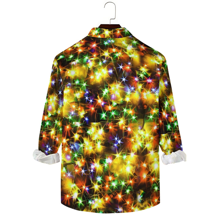 Holiday Gold Neon Men's Long Sleeve Shirts Stretch Plus Size Drama Costume Button Shirts 2310000911