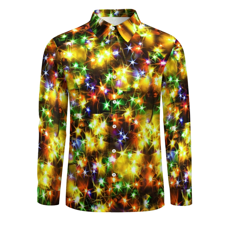 Holiday Gold Neon Men's Long Sleeve Shirts Stretch Plus Size Drama Costume Button Shirts 2310000911