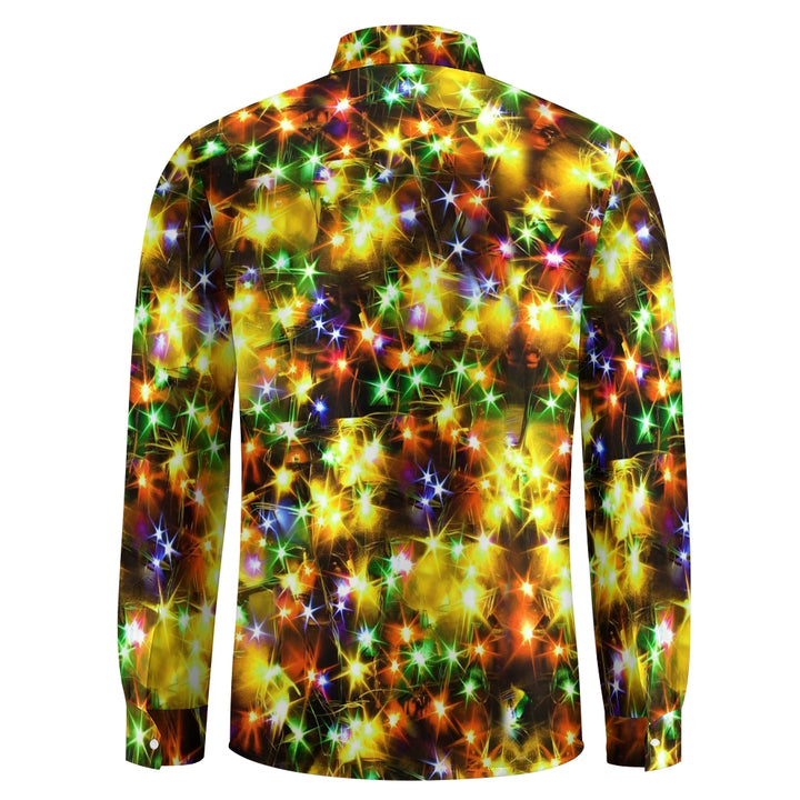 Holiday Gold Neon Men's Long Sleeve Shirts Stretch Plus Size Drama Costume Button Shirts 2310000911