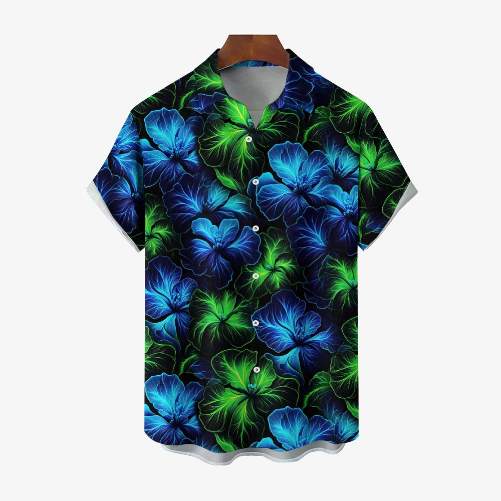 Retro Gradient Floral 3D Digital Print Short Sleeve Shirt 2408004580