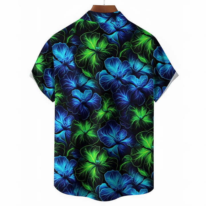 Retro Gradient Floral 3D Digital Print Short Sleeve Shirt 2408004580