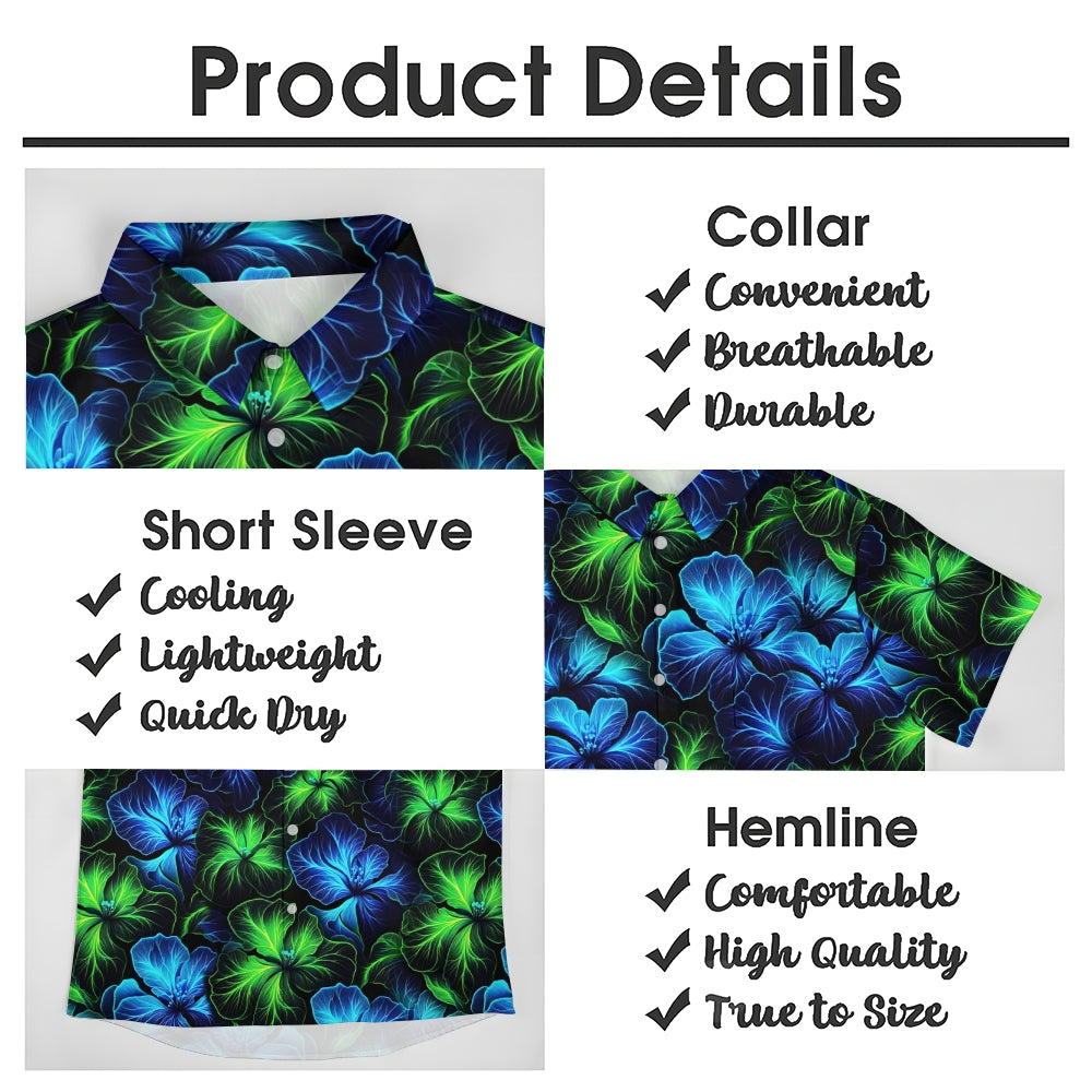 Retro Gradient Floral 3D Digital Print Short Sleeve Shirt 2408004580