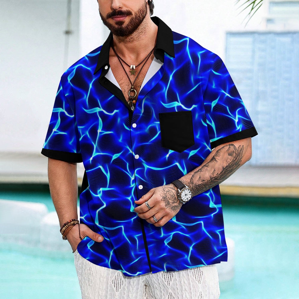 Vintage Gradient Texture Print Men's Stretch Shirt 2408004623