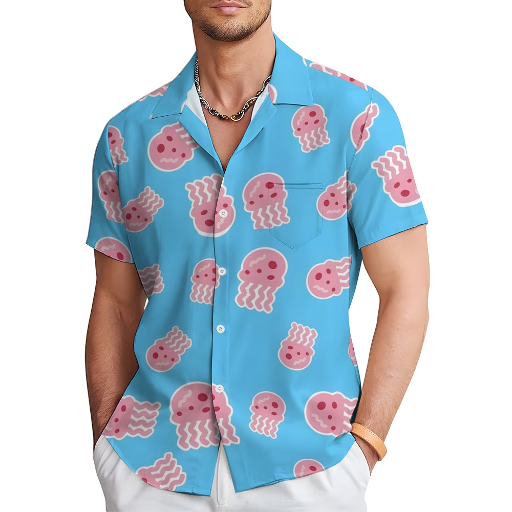 Cartoon Jellyfish Casual Short Sleeve Shirt 2402000078