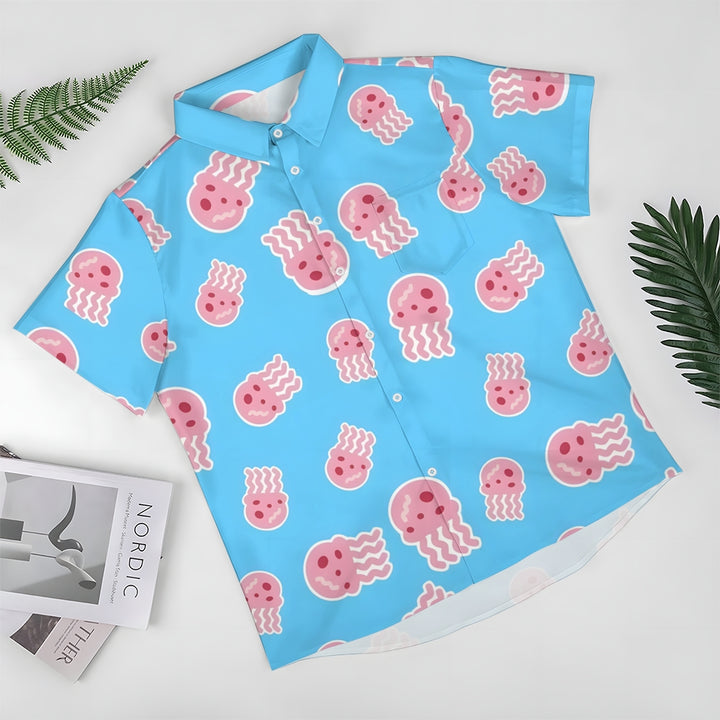 Cartoon Jellyfish Casual Short Sleeve Shirt 2402000078