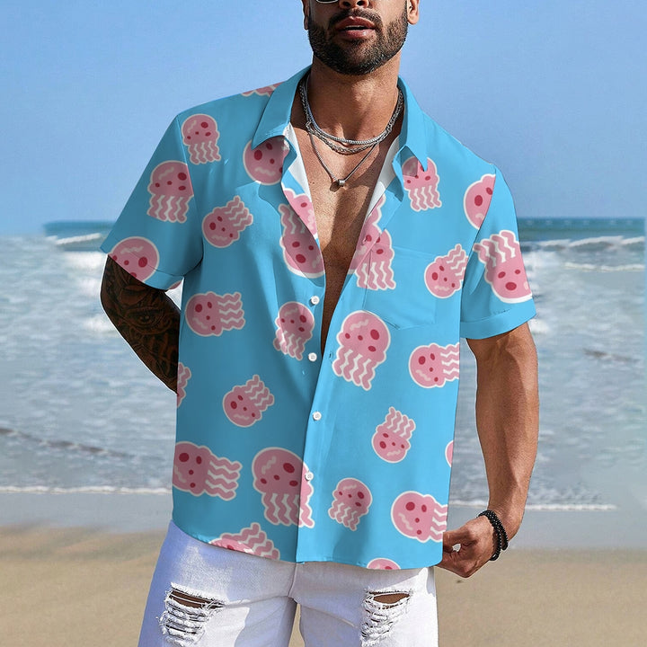 Cartoon Jellyfish Casual Short Sleeve Shirt 2402000078