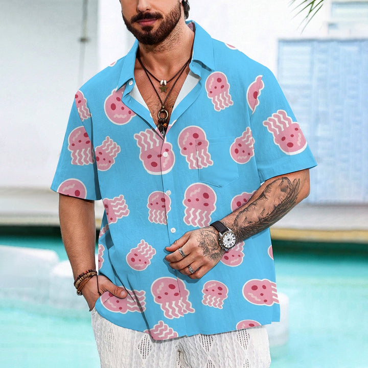 Cartoon Jellyfish Casual Short Sleeve Shirt 2402000078