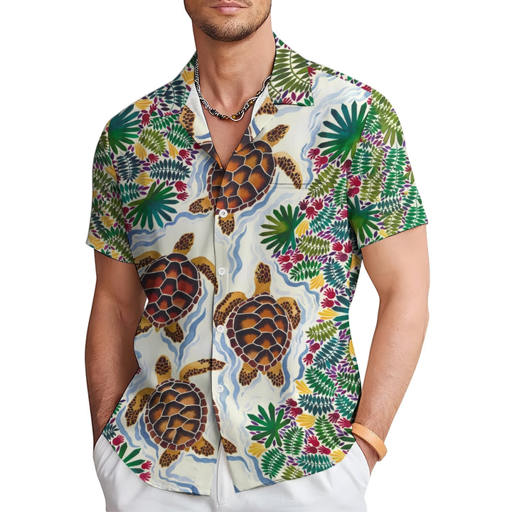 Men's Hawaiian Turtle Elements Casual Short Sleeve Shirt 2403000752