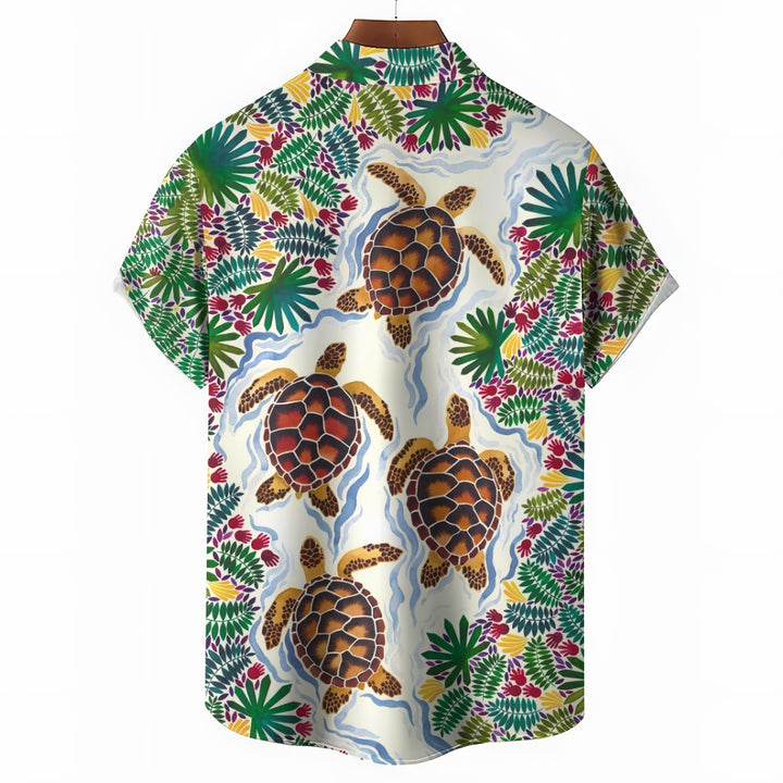 Men's Hawaiian Turtle Elements Casual Short Sleeve Shirt 2403000752