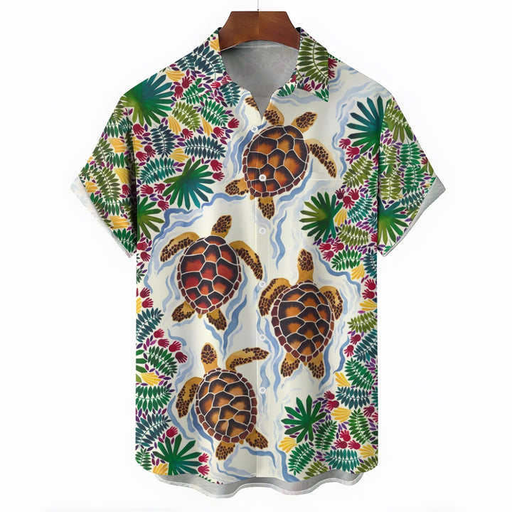 Men's Hawaiian Turtle Elements Casual Short Sleeve Shirt 2403000752