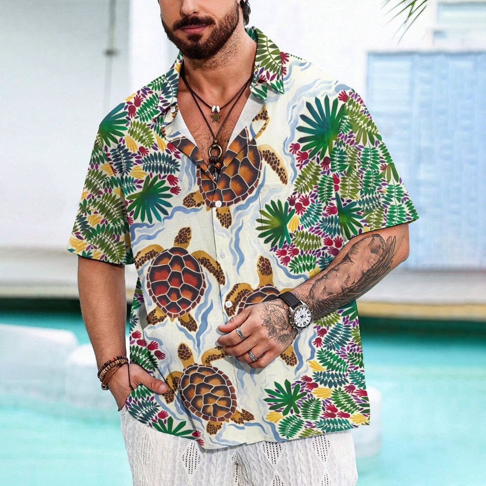 Men's Hawaiian Turtle Elements Casual Short Sleeve Shirt 2403000752