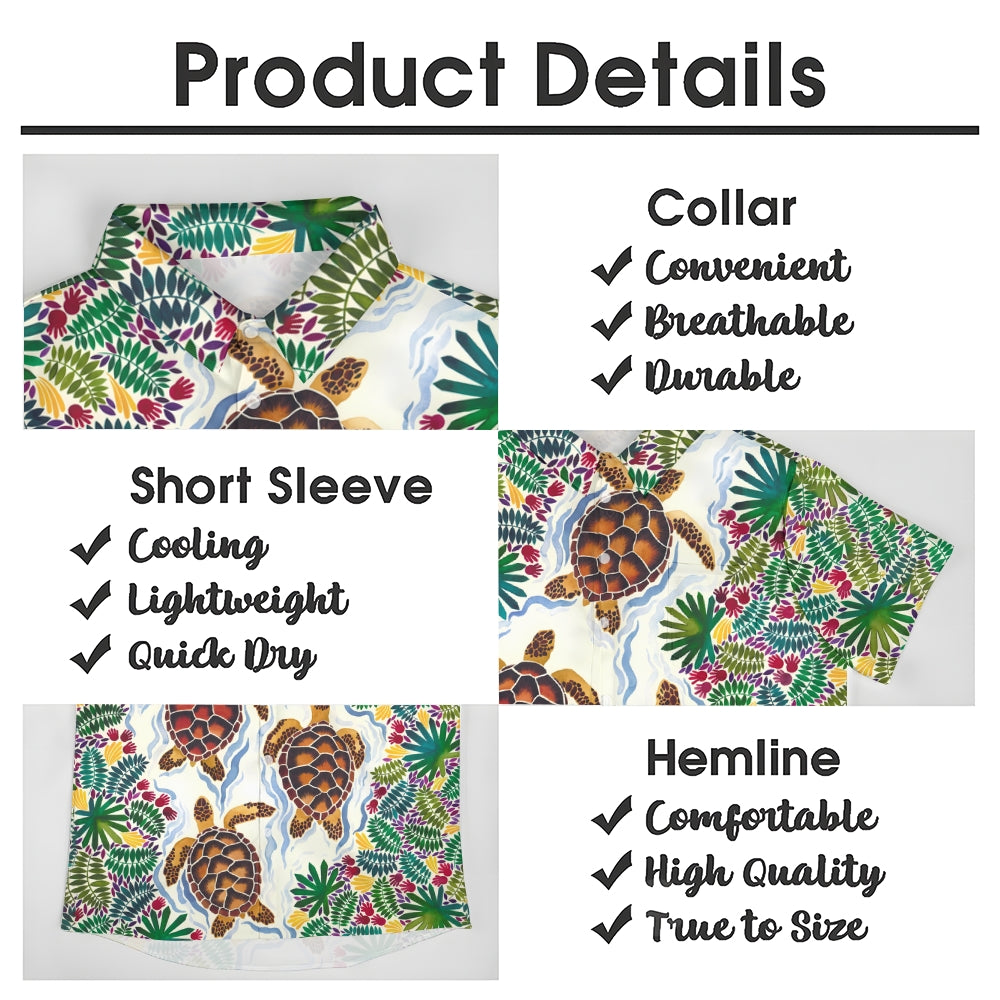 Men's Hawaiian Turtle Elements Casual Short Sleeve Shirt 2403000752